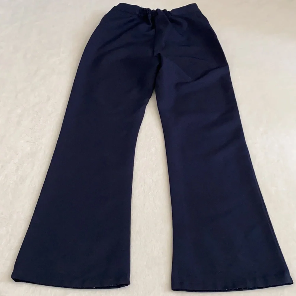 {VTG} Genuine School Uniform | Flat Front High Waist Wide Leg Pants Navy Blue 12